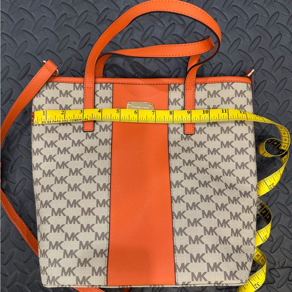 Michael Kors Signature Tote in Orange and Tan - Picture 2 of 7